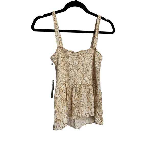 Tart Top Womens Size Medium Beige Snake Print Flowy Smocked Peplum Top NWT - Picture 2 of 11